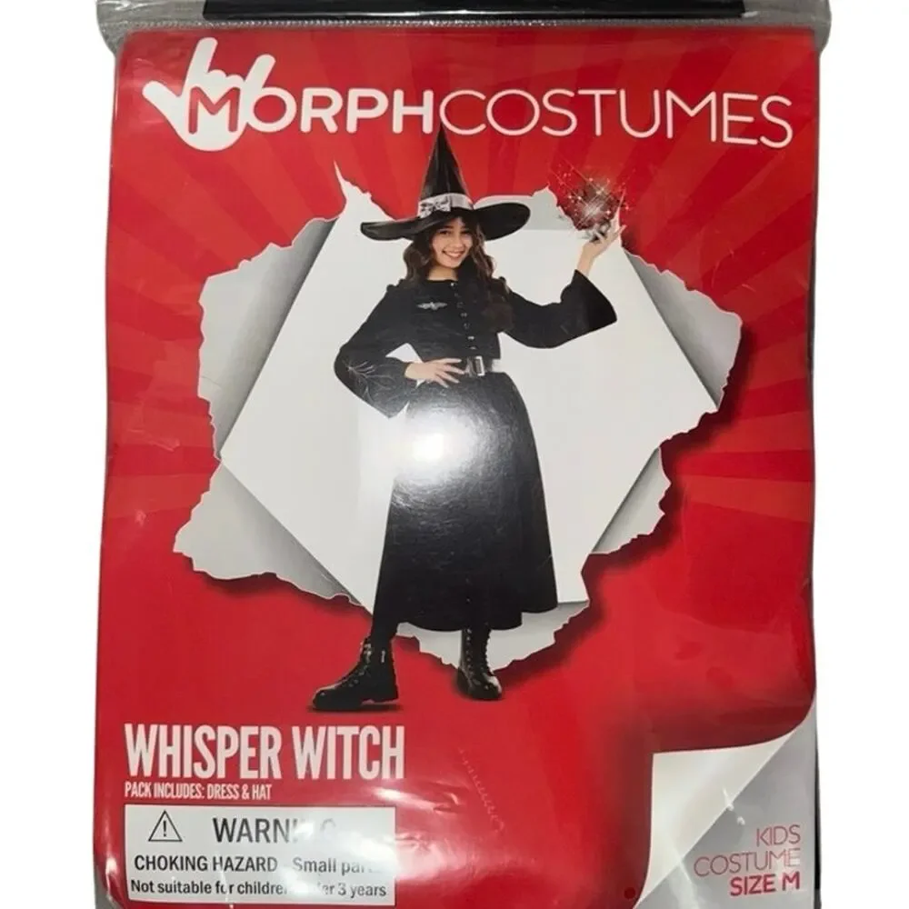 Girls Morph WHISPER WITCH Halloween Costume Gown Dress Hat NWT size medium